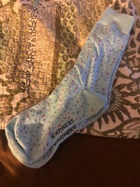 Express Light Blue Socks with Pink & Purple Sprinkles